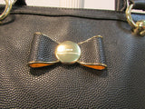 Lulu by Lulu Guiness Black Pebble Vinyl Bow Handbag