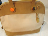 Marlo Beige Canvas with Tan Leather Shoulder Bag