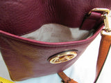 Michael Kors Burgundy Pebble Leather Crossbody Bag