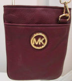 Michael Kors Burgundy Pebble Leather Crossbody Bag