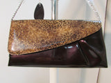 Beijo Patent Leather Leopard and Egg Plant Clutch with Matching Coin Purse - NWT