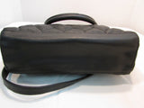 Betsey Johnson Black/Cream Quilted Heart Vinyl Satchel Purse