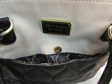 Betsey Johnson Black/Cream Quilted Heart Vinyl Satchel Purse