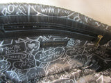Betsey Johnson Black/Cream Quilted Heart Vinyl Satchel Purse