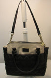 Betsey Johnson Black/Cream Quilted Heart Vinyl Satchel Purse