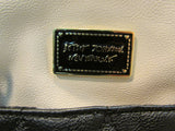 Betsey Johnson Black/Cream Quilted Heart Vinyl Satchel Purse