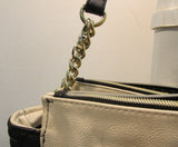 Betsey Johnson Black/Cream Quilted Heart Vinyl Satchel Purse