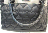 Betsey Johnson Black/Cream Quilted Heart Vinyl Satchel Purse