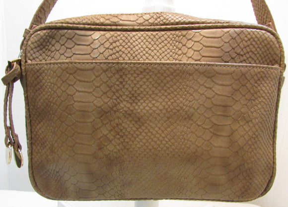 Chico's Taupe Snakeskin Print Vinyl Shoulder Purse