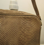 Chico's Taupe Snakeskin Print Vinyl Shoulder Purse