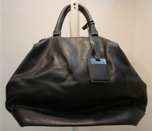Zara Woman Black Leather Luggage Tote
