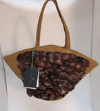 Paolo Masi Brown Leather and Linen Shoulder Bag - NWT