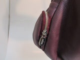 Prune Dark Burgundy Pebble Leather Shoulder Bag
