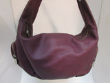 Prune Dark Burgundy Pebble Leather Shoulder Bag