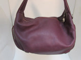 Prune Dark Burgundy Pebble Leather Shoulder Bag