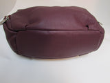 Prune Dark Burgundy Pebble Leather Shoulder Bag