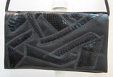 Bags by Varon Black Snake Skin Design Leather Shoulder Bag