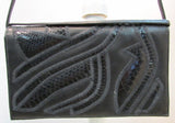 Bags by Varon Black Snake Skin Design Leather Shoulder Bag
