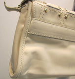 Ripani Made in Italy Cream Studded Flap Leather Shoulder Bag