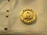 Ripani Made in Italy Cream Studded Flap Leather Shoulder Bag