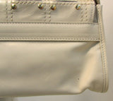 Ripani Made in Italy Cream Studded Flap Leather Shoulder Bag