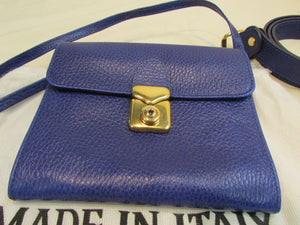 Vera Pelle Made in Italy Royal Blue Genuine Leather Crossbody & Belt