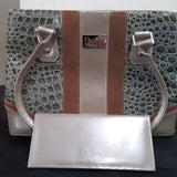 Beijo Olive Green Reptile Bag with Wallet and Dust Bags