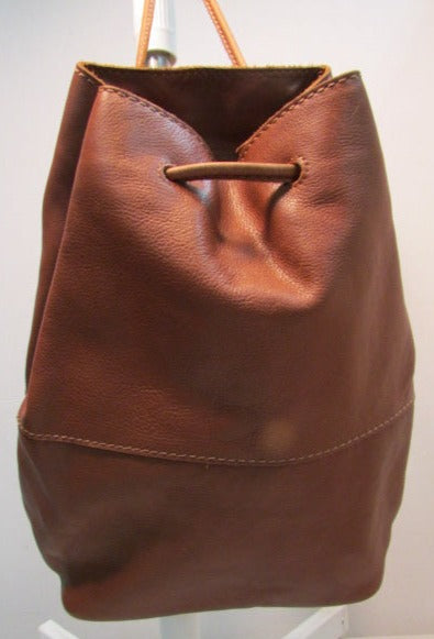 Fossil Brown Drawstring Leather Backpack