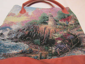 Gregg Thomas Kinkade Beach Lighthouse Tapestry Tote