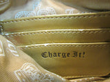 Juicy Couture Tan Cloth Off-White Leather Trim Wristlet