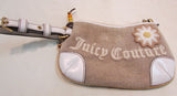 Juicy Couture Tan Cloth Off-White Leather Trim Wristlet