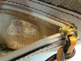 Juicy Couture Tan Cloth Off-White Leather Trim Wristlet
