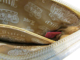 Juicy Couture Tan Cloth Off-White Leather Trim Wristlet