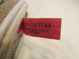 Juicy Couture Tan Cloth Off-White Leather Trim Wristlet