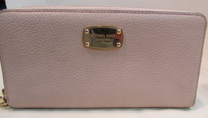 Michael Kors Pinky Beige Pebble Leather 3/4 Zipper Wallet