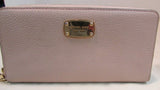 Michael Kors Pinky Beige Pebble Leather 3/4 Zipper Wallet