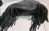 Linea Pelle Black Janis Boho Leather Fringe Tote
