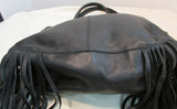 Linea Pelle Black Janis Boho Leather Fringe Tote