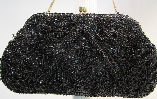 Sharonee Black Beaded Evening Bag MA PAS TREASURES CONSIGNMENT AUCTIONS