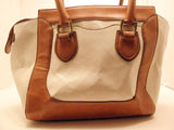 London Fog Large Bedford White Tote with Color Block Design Purse