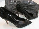 White House Black Market Black Olivia Houndstooth Suede Heels