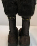 Coach Lesly Brown Canvas, Suede and Fur Boots