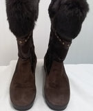Coach Lesly Brown Canvas, Suede and Fur Boots