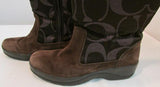 Coach Lesly Brown Canvas, Suede and Fur Boots