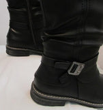 Emmshu "Clesy" Black Tall Boot with Buckle Detail