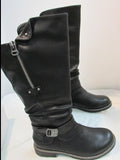 Emmshu "Clesy" Black Tall Boot with Buckle Detail