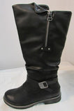 Emmshu "Clesy" Black Tall Boot with Buckle Detail