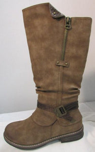 Emmshu "Clesy" Cognac Tall Boot with Buckle Detail