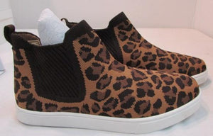 Mia Amore "Marek" Leopard Gored Fly Knit Pull On Sneakers
