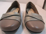 Mia Amore "Corra" Taupe Crossover Strap Slip-On Flats